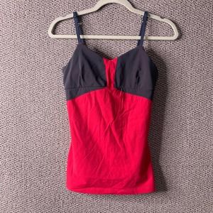 Zobha Womens Tank Top Size 4‎ Pink Gray Shelf Bra Sleeveless Athletic V-Neck